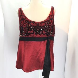 Lane Bryant beaded embroidered Shiny Red & Black